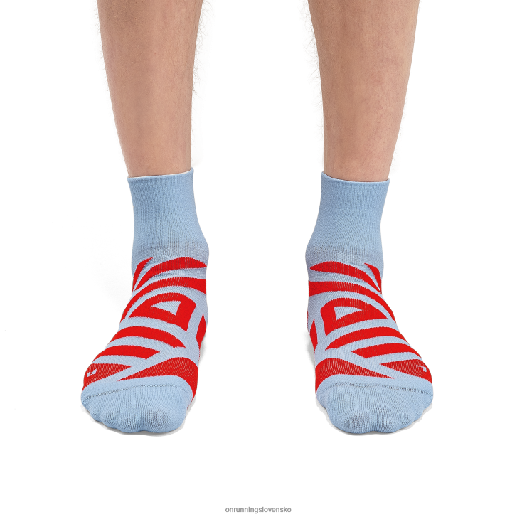 On Runningvýkonná stredná ponožka 6J0V714 vres/červený