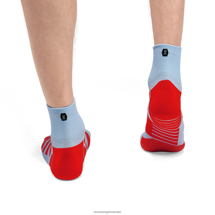 On Runningvýkonná stredná ponožka 6J0V714 vres/červený